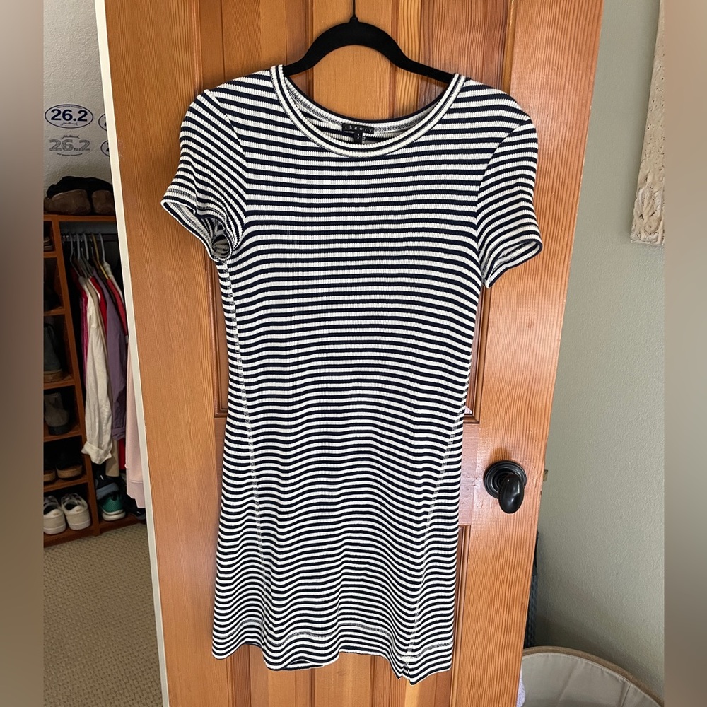 Theory brand navy and white striped mini dress - size small